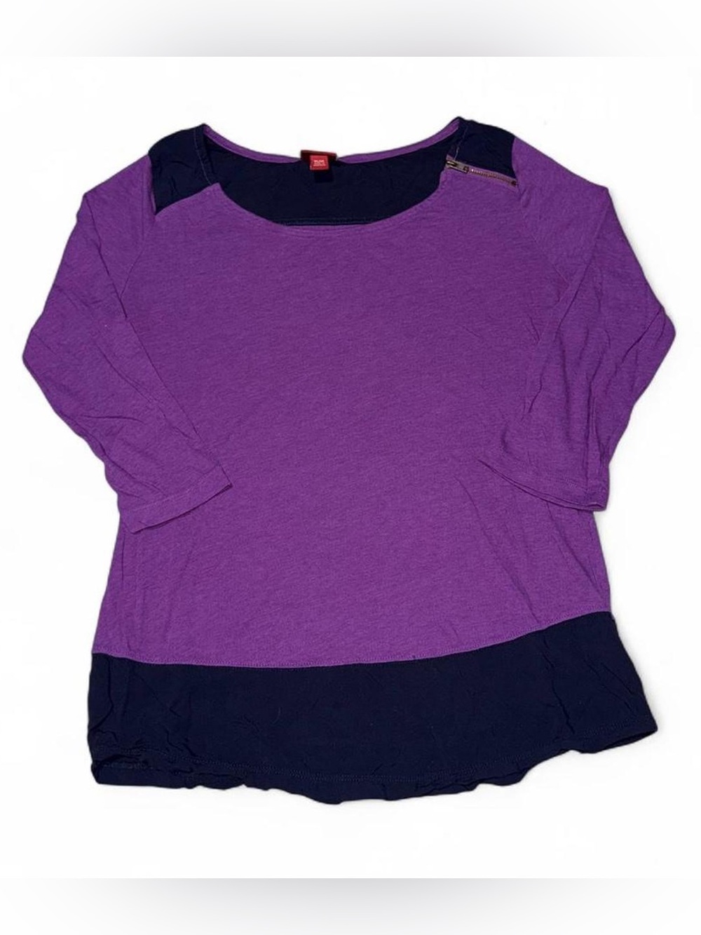 Merona Purple and Black Layered Scoop Neck Long Sleeve Top